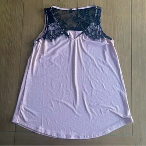 Light Pink with Black Lace Long Tank Top